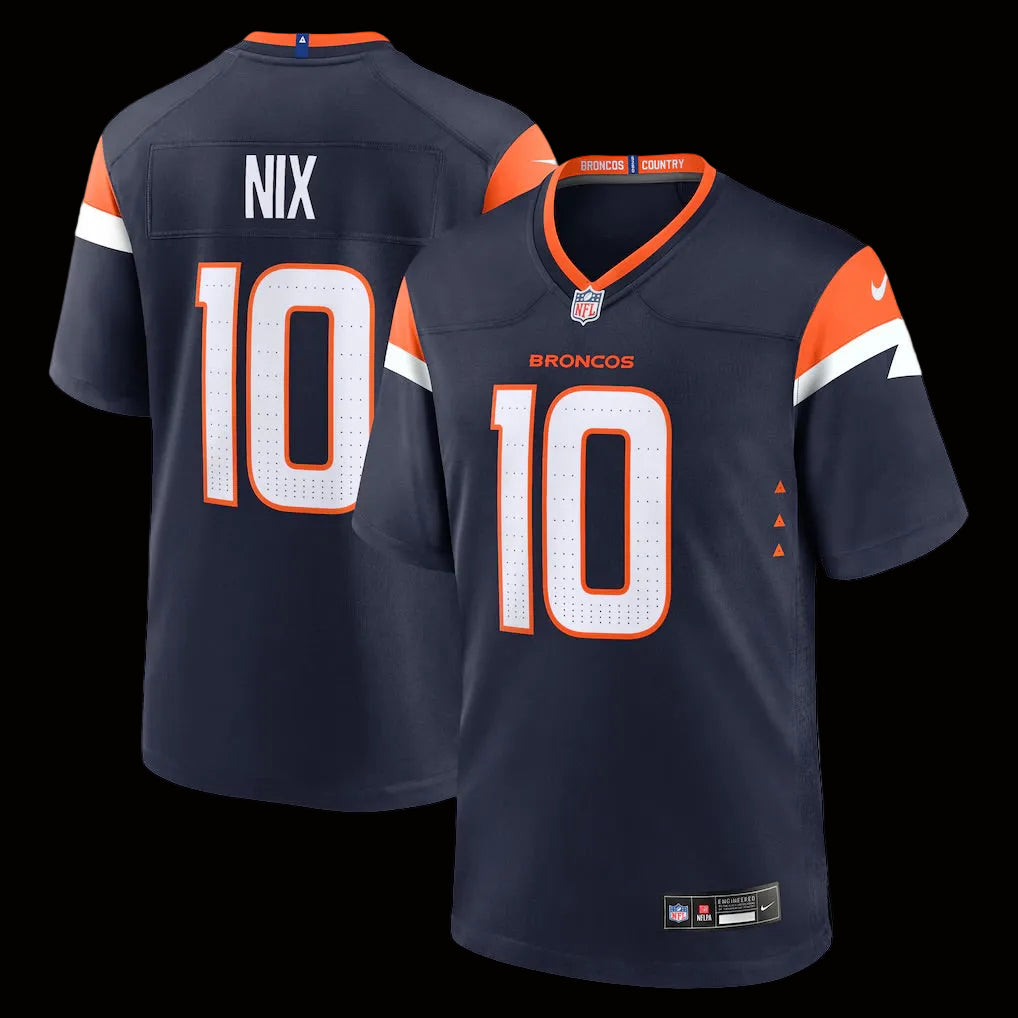 Men's Denver Broncos Bo Nix Nike Navy Alternate Game Jersey