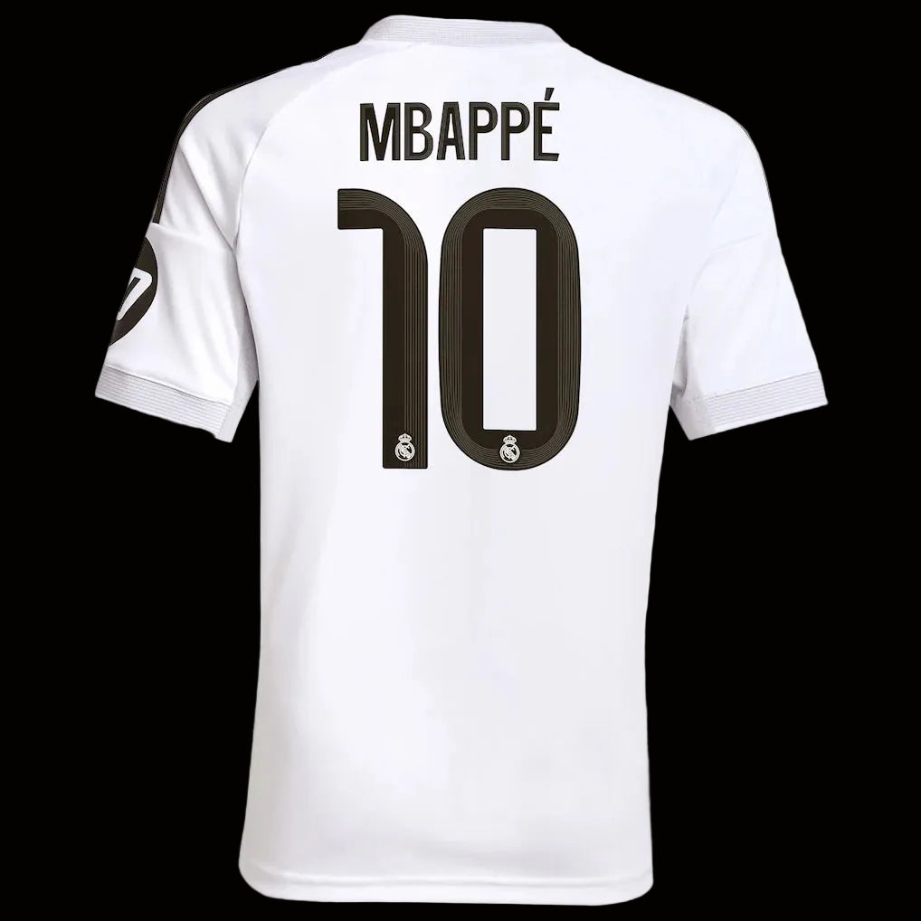 Kylian Mbappé Real Madrid adidas Youth 2025/26 Home Replica Player Jersey - White
