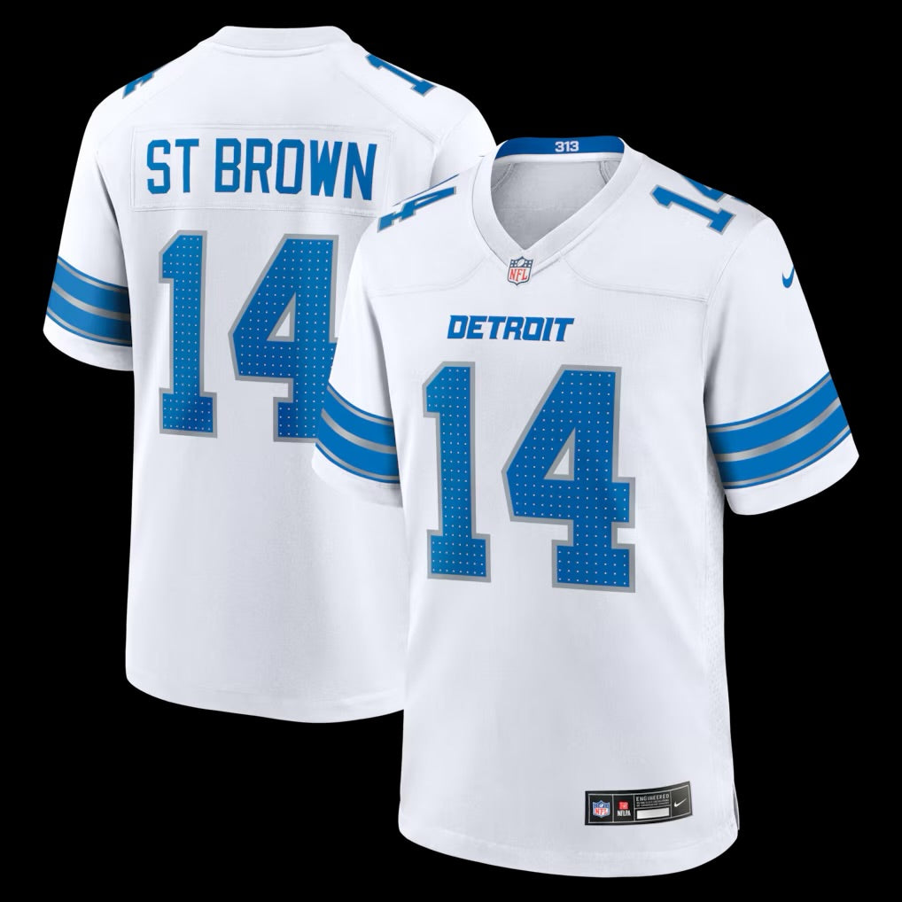 Men's Detroit Lions Amon-Ra St. Brown Nike White Game Jersey