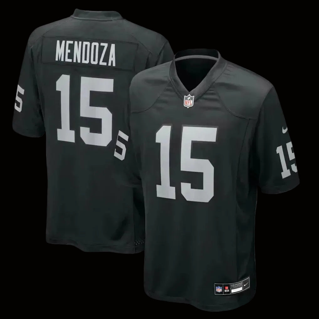 Men's Las Vegas Raiders Fernando Mendoza Nike Black 2026 NFL Draft First Round Pick No. 1 Team Game Jersey