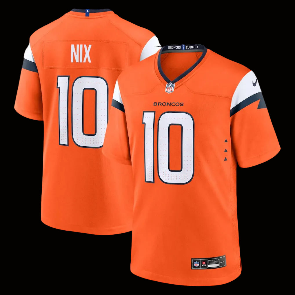 Men's Denver Broncos Bo Nix Nike Orange Player Game Jersey
